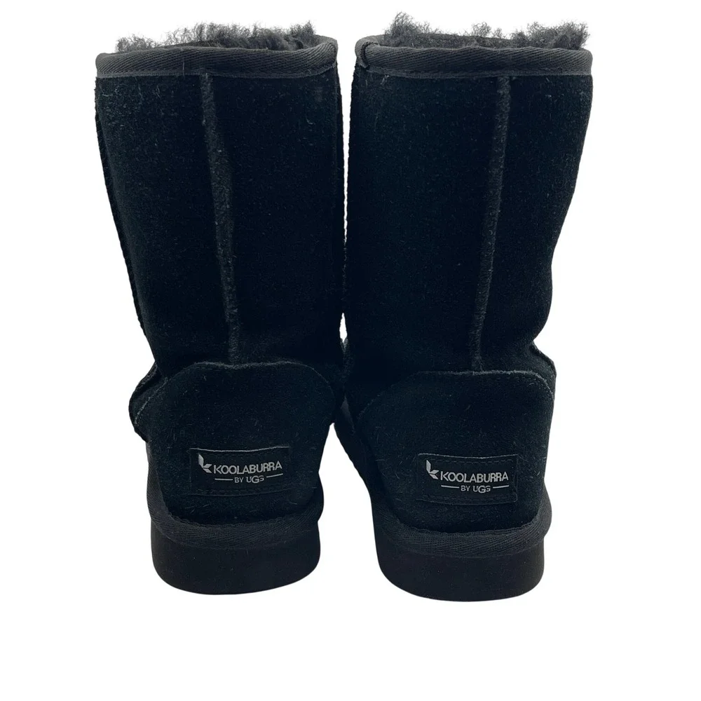 Koolaburra by UGG Victoria Black Suede Faux Fur Short Boots 1017090 Womens 7